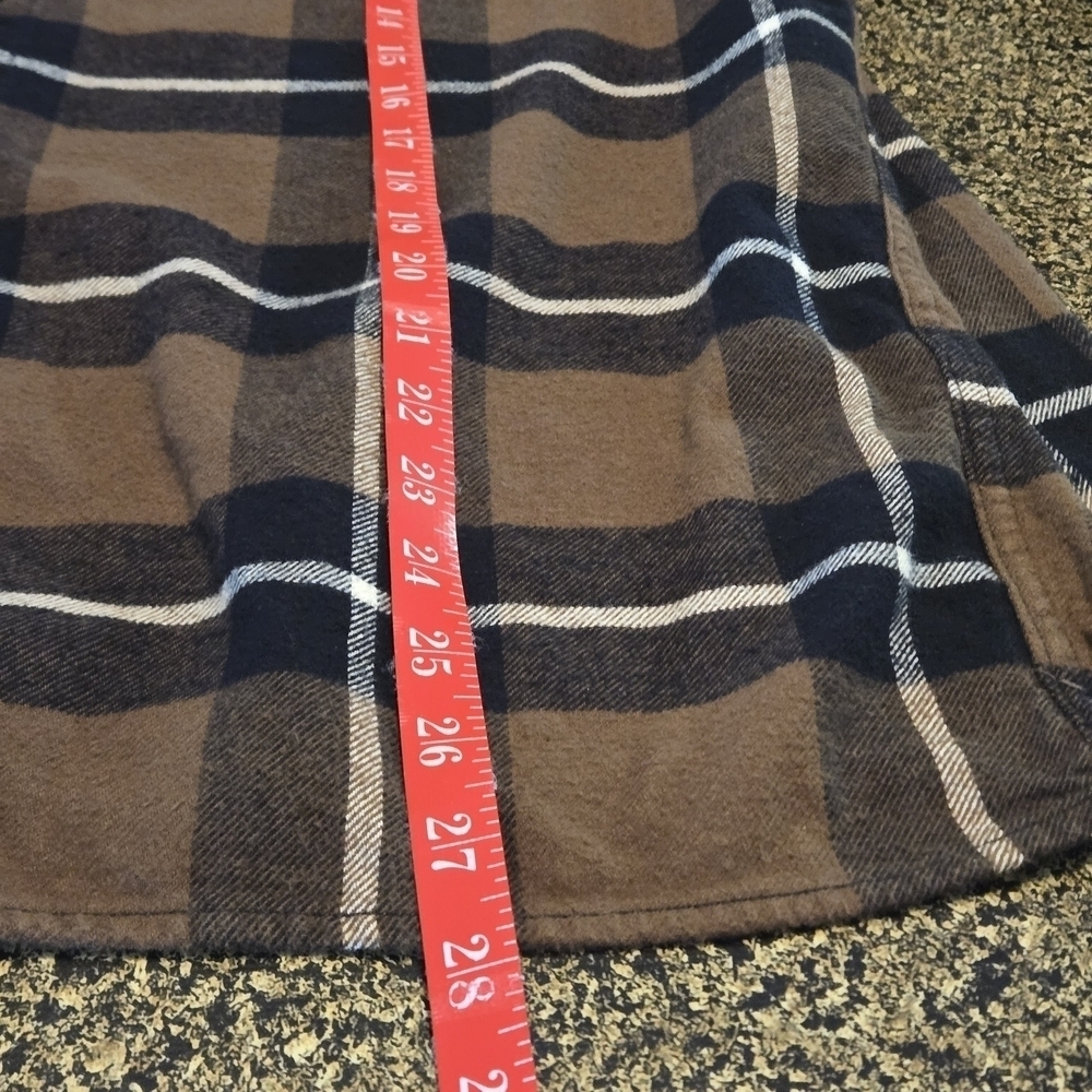 Hollister Women's L Hooded Split Plaid Shacket TwoTone Colorblock Cotton Flannel - Picture 14 of 16